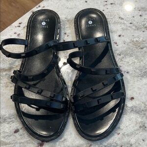 Shade & Shore Strappy Black Sandals